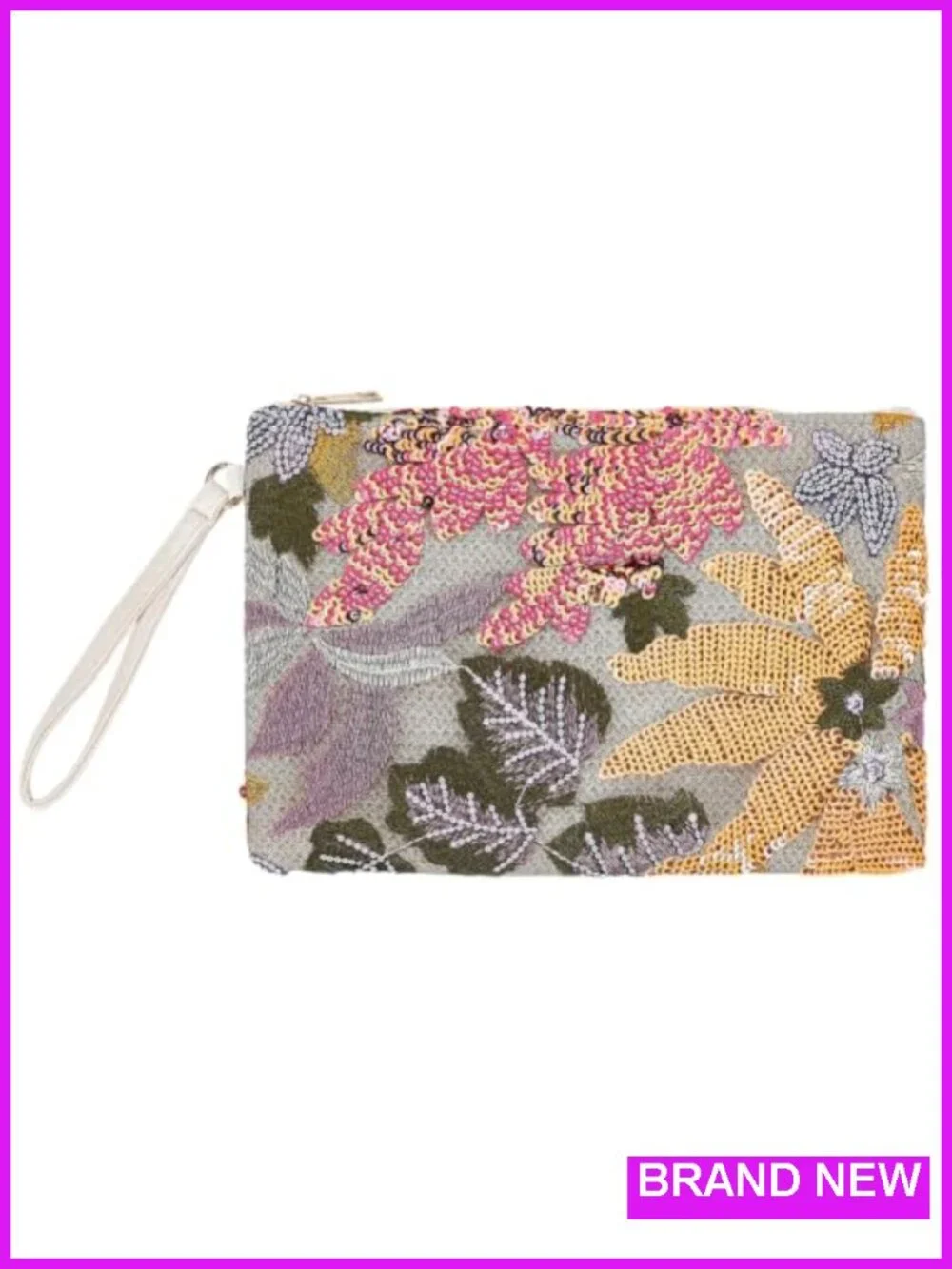 Embroidered Sequin Evening Clutch Purse, Handmade Formal Party Handbag